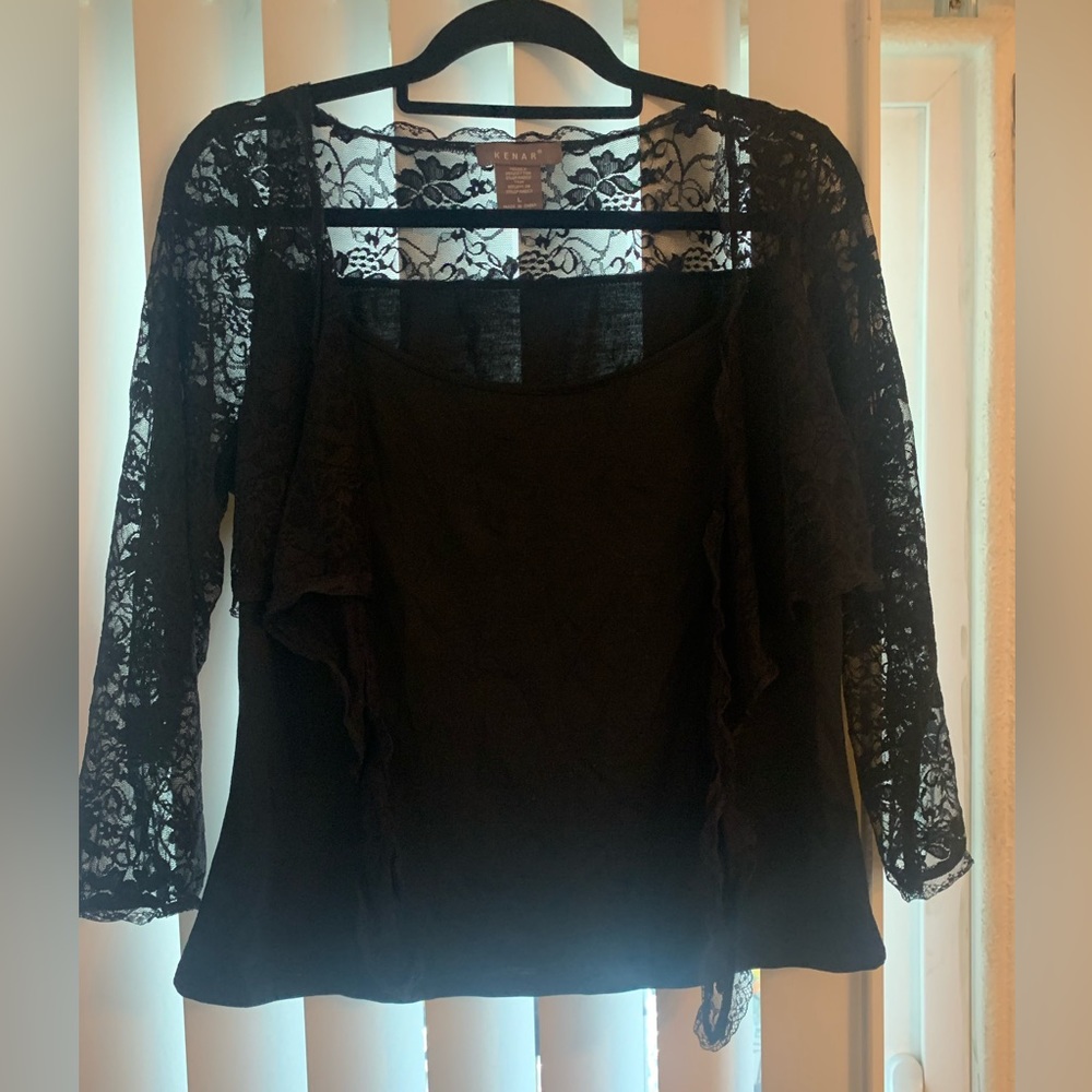 Basic Black Soft Shirt Lace Trim
